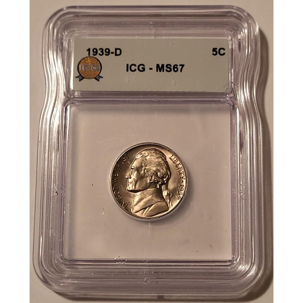 1939 D Jefferson Nickel MS67 ICG Toning